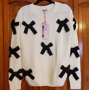 White Knit Bow Sweater